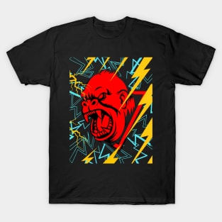 big gorilla and so angry and strong with thander and black background thats cool be strong T-Shirt